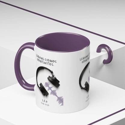 Personalized Initial Headphones Accent Coffee Mug