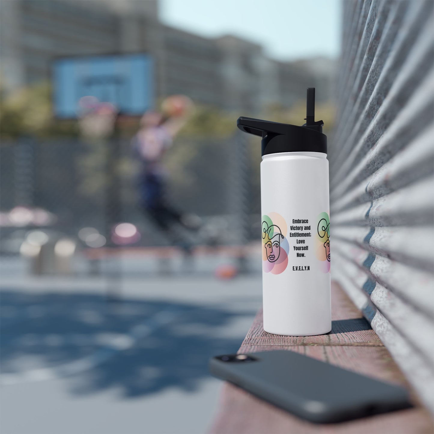 Personalized Initial Quote Sketch Girl Stainless Steel Water Bottle