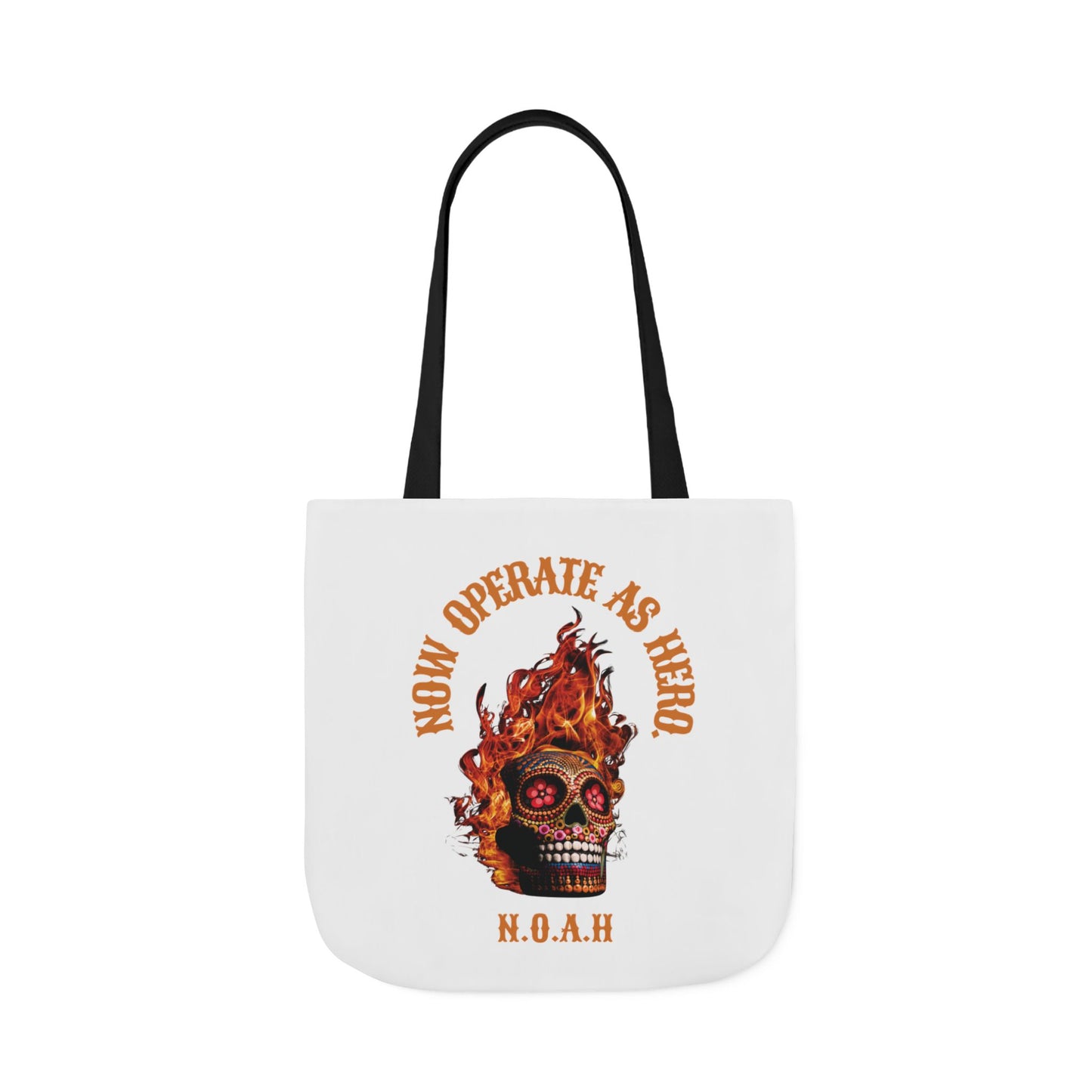 Personalized Initial Quote Fire Skull Canvas Tote Custom Name