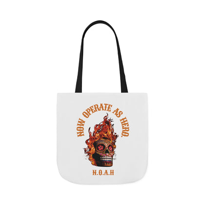 Personalized Initial Quote Fire Skull Canvas Tote Custom Name