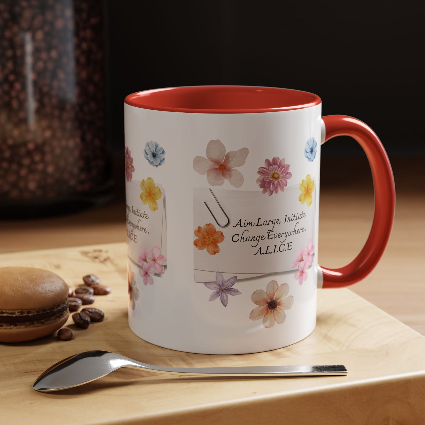 Personalized Floral Clip Note Accent Coffee Mug