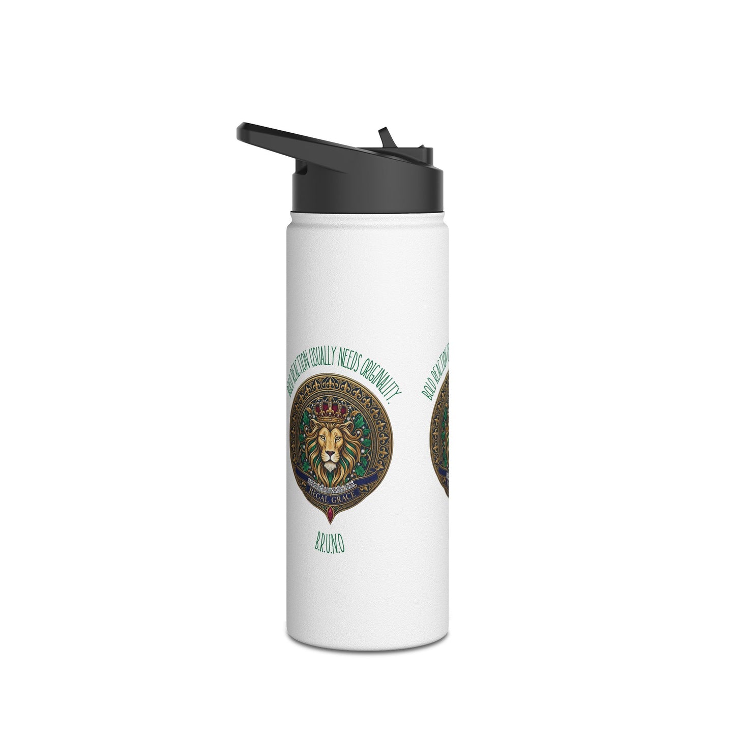 Personalized Initial Quote Circled Lion Stainless Steel Water Bottle