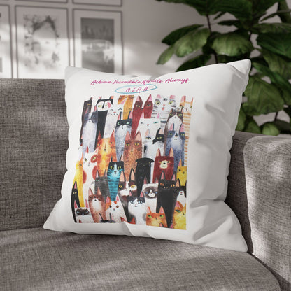 Personalized Initial Quote Cat Collage — Custom Sayings on Square Poly Canvas Pillowcase