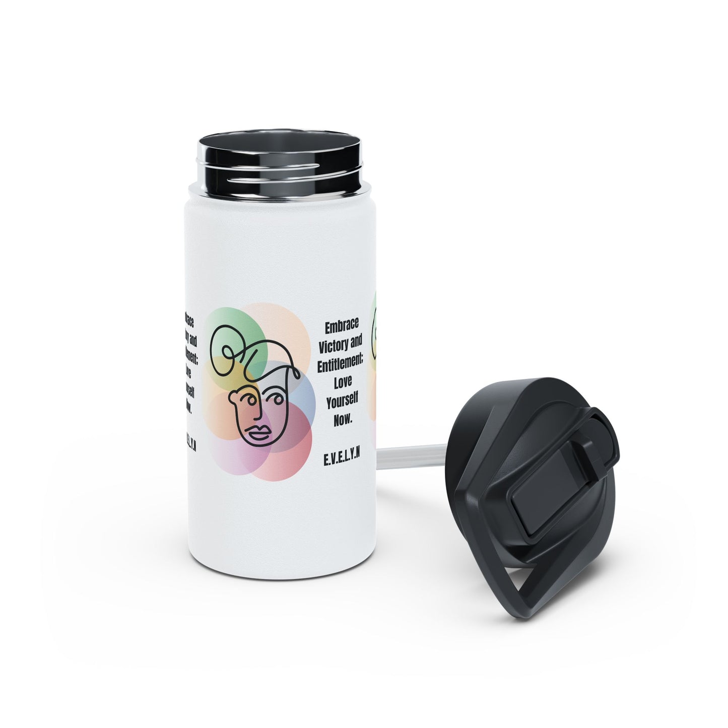 Personalized Initial Quote Sketch Girl Stainless Steel Water Bottle