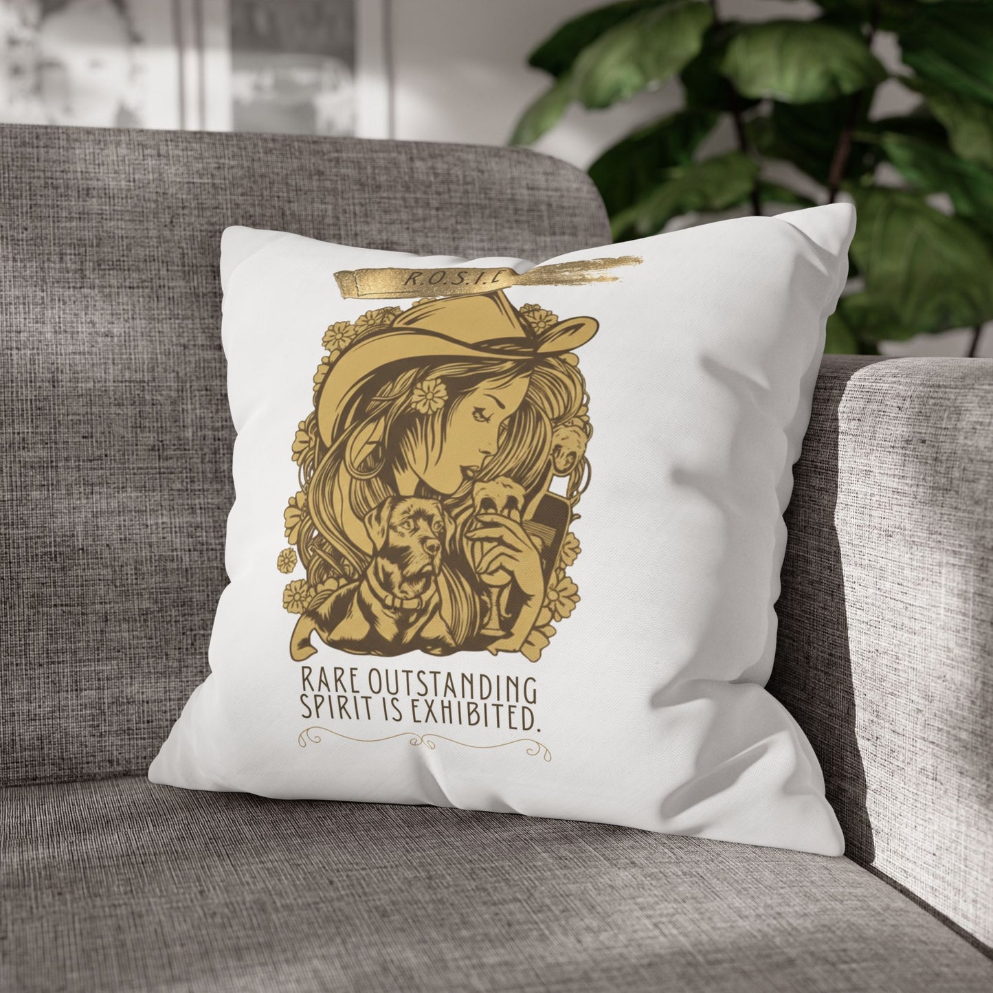 Personalized Initial Quote Golden Girl — Custom Sayings on Square Poly Canvas Pillowcase