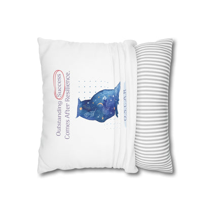 Personalized Initial Quote Galaxy Owl — Custom Sayings on Square Poly Canvas Pillowcase