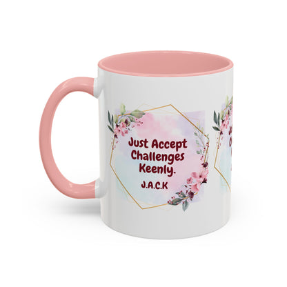 Personalized Floral Frame Accent Coffee Mug