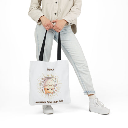 Personalized Initial Quote Exquisite Cat Canvas Tote Custom Name