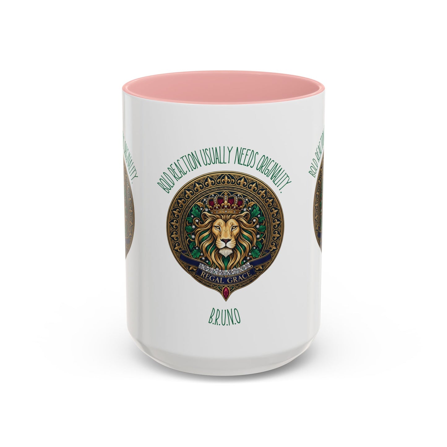 Personalized Initial Circled Lion Accent Coffee Mug