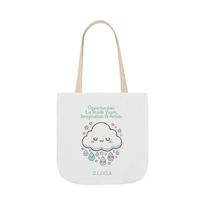 Personalized Initial Quote Cloud Dripping Canvas Tote Custom Name