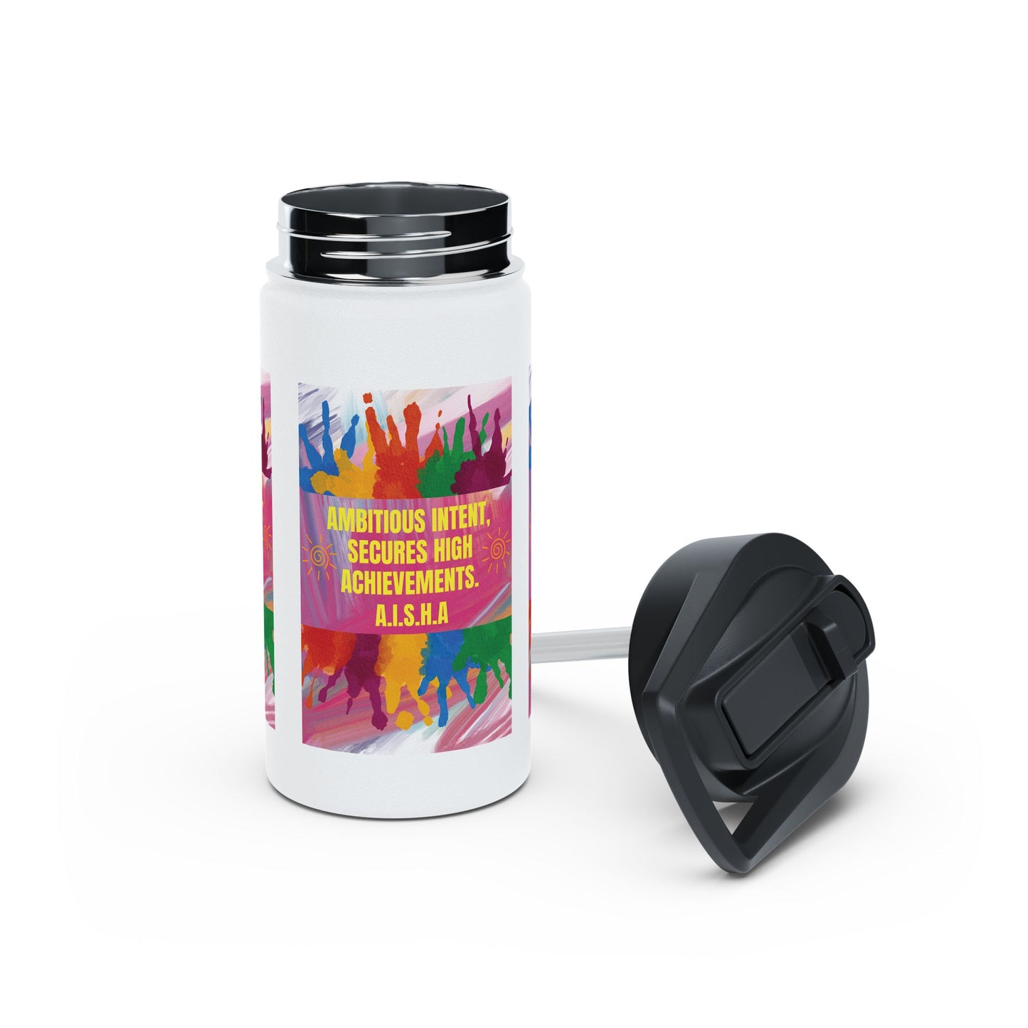 Personalized Initial Quote Colorful Paint Stainless Steel Water Bottle