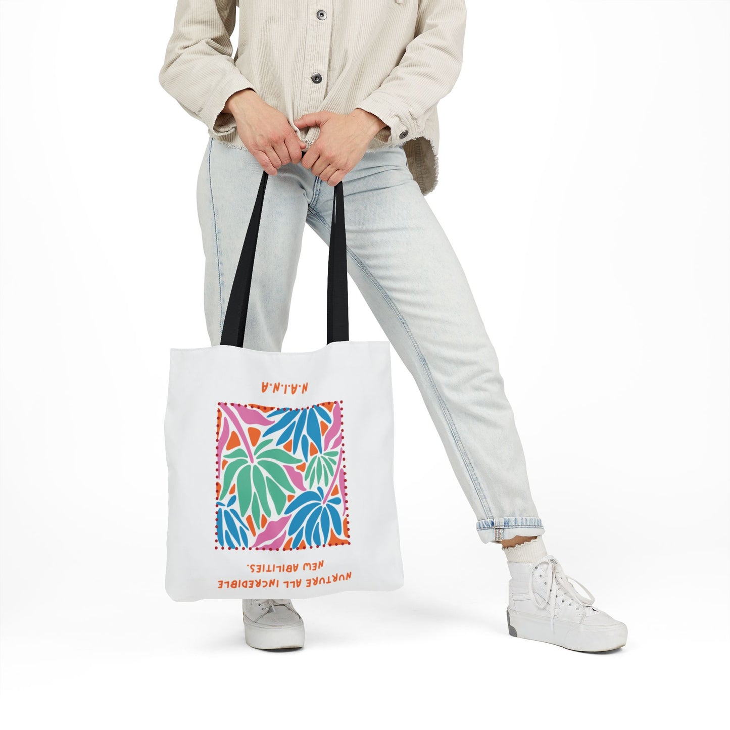 Personalized Initial Quote Colorful Momentum Canvas Tote Custom Name