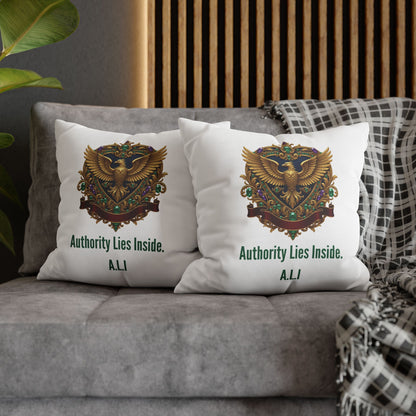 Personalized Initial Quote Eagle — Custom Sayings on Square Poly Canvas Pillowcase