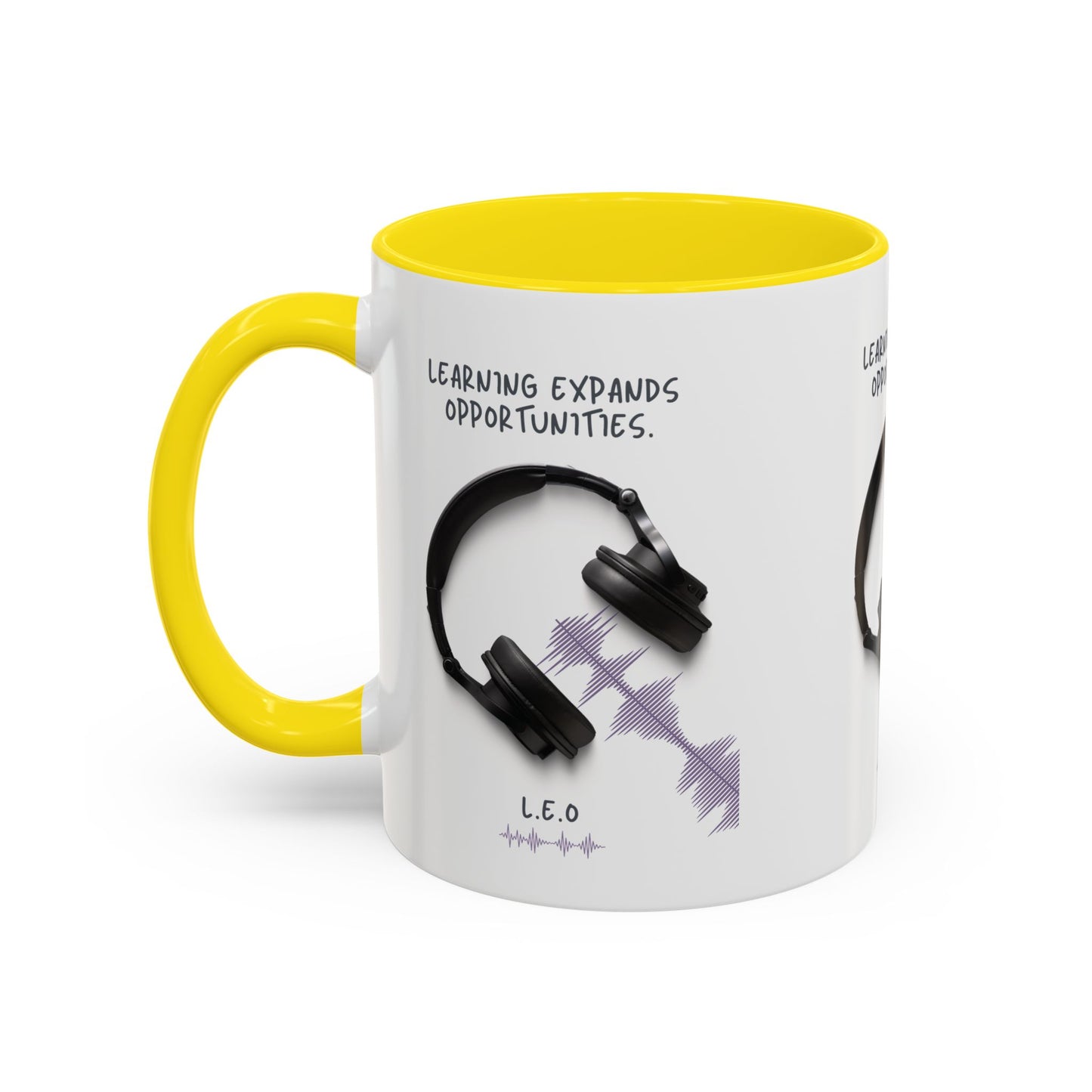 Personalized Initial Headphones Accent Coffee Mug