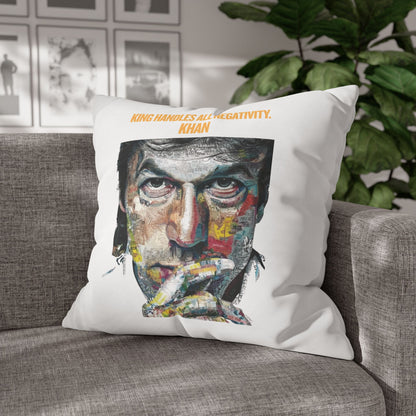 Personalized Initial Quote Khan — Custom Sayings on Square Poly Canvas Pillowcase