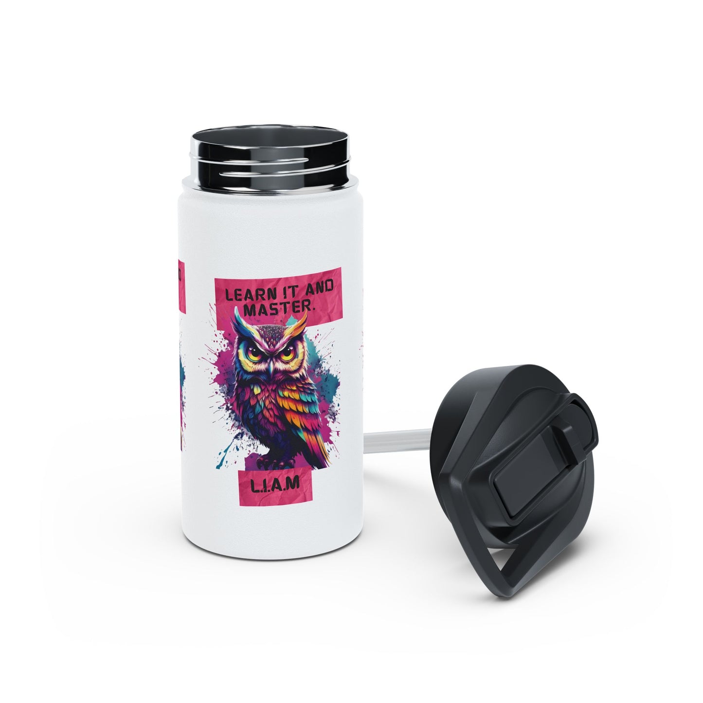 Personalized Initial Quote Owl Stainless Steel Water Bottle