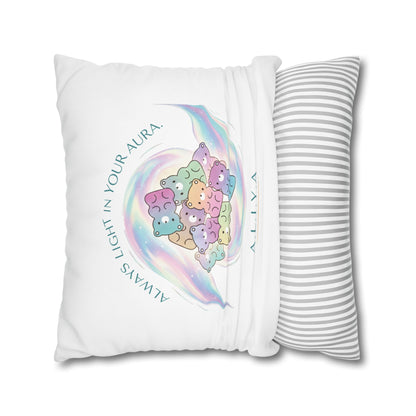 Personalized Initial Quote Bear — Custom Sayings on Square Poly Canvas Pillowcase