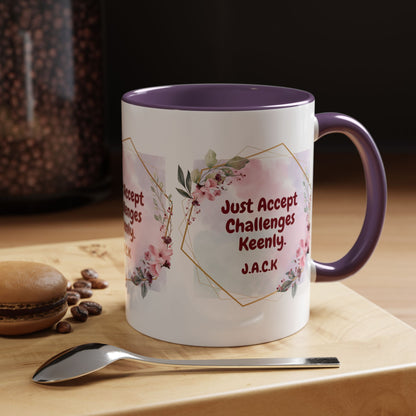 Personalized Floral Frame Accent Coffee Mug