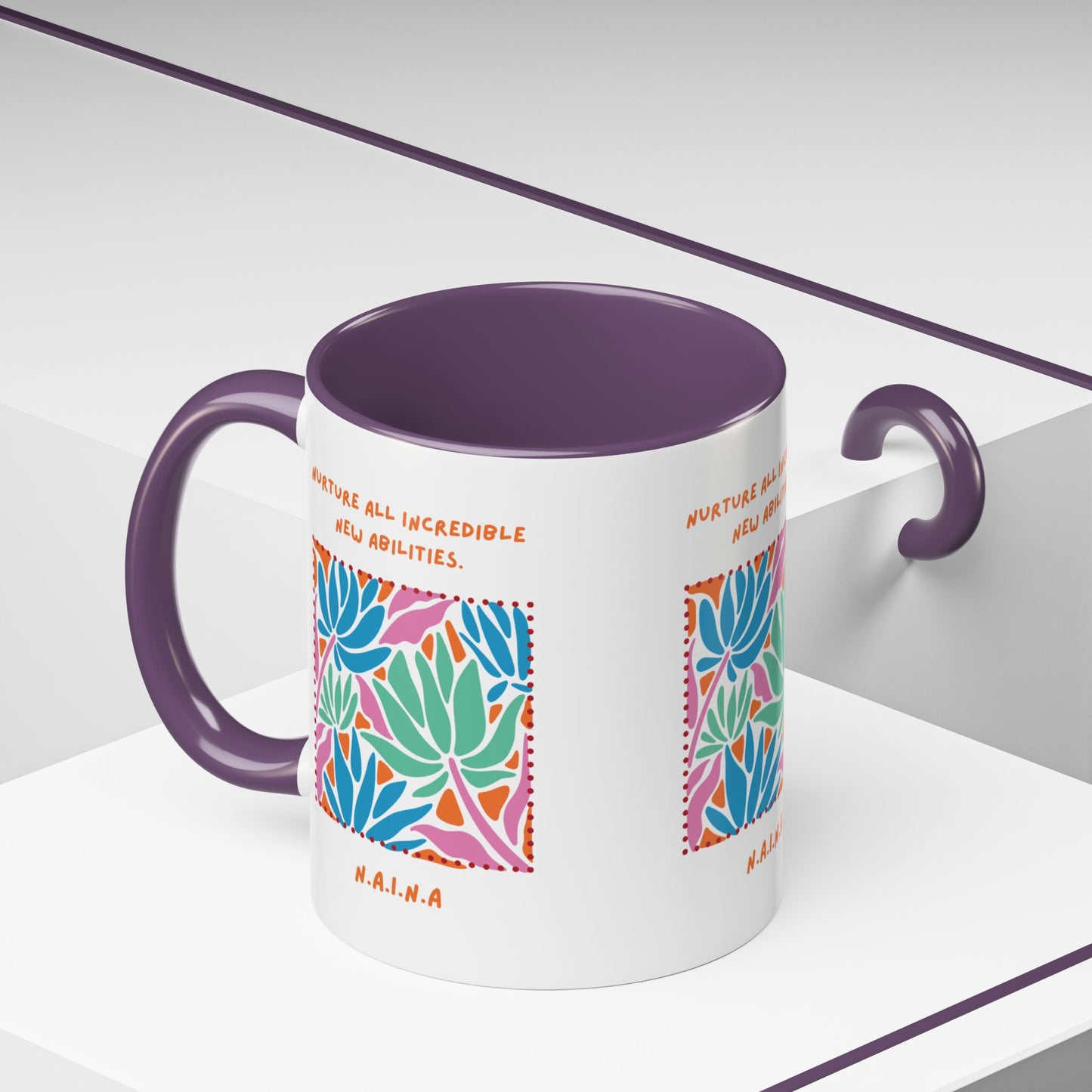 Personalized Initial Floral Momentum Accent Coffee Mug