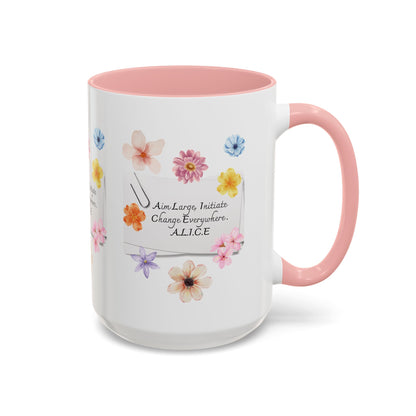 Personalized Floral Clip Note Accent Coffee Mug
