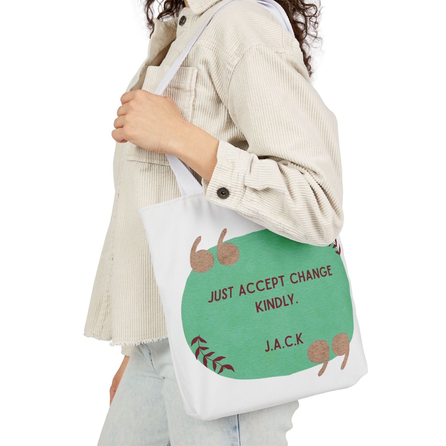 Personalized Initial Quote Inspirational  Note Canvas Tote Custom Name