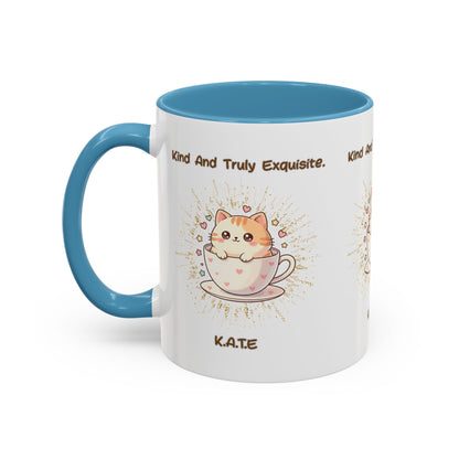Personalized Initial Exquisite Cat Accent Coffee Mug