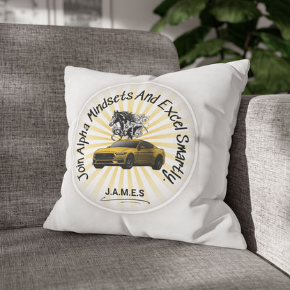 Personalized Initial Quote Horse Car — Custom Sayings on Square Poly Canvas Pillowcase