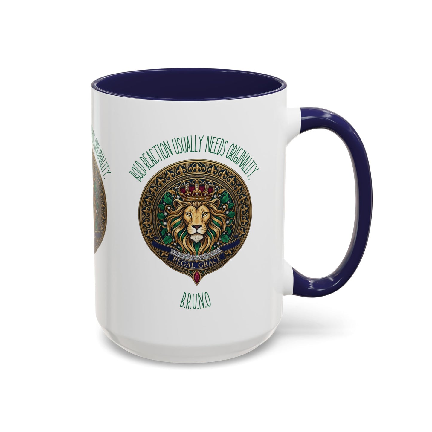 Personalized Initial Circled Lion Accent Coffee Mug