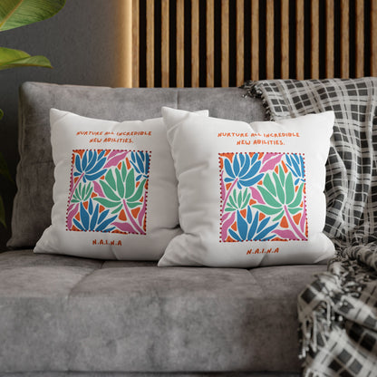 Personalized Initial Quote Floral Momentum — Custom Sayings on Square Poly Canvas Pillowcase