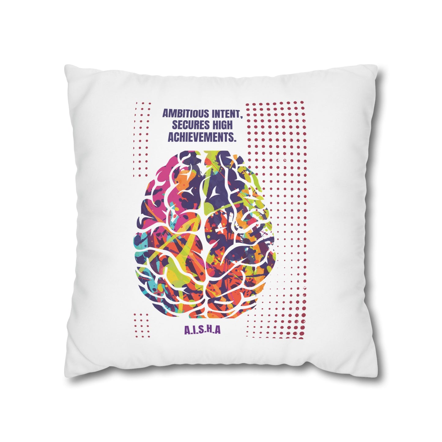 Personalized Initial Quote Brain — Custom Sayings on Square Poly Canvas Pillowcase