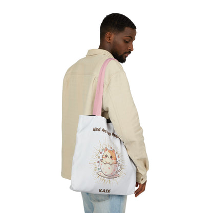 Personalized Initial Quote Exquisite Cat Canvas Tote Custom Name