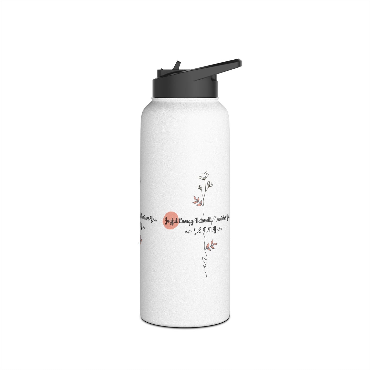 Personalized Initial Quote Floral Minimalist Stainless Steel Water Bottle