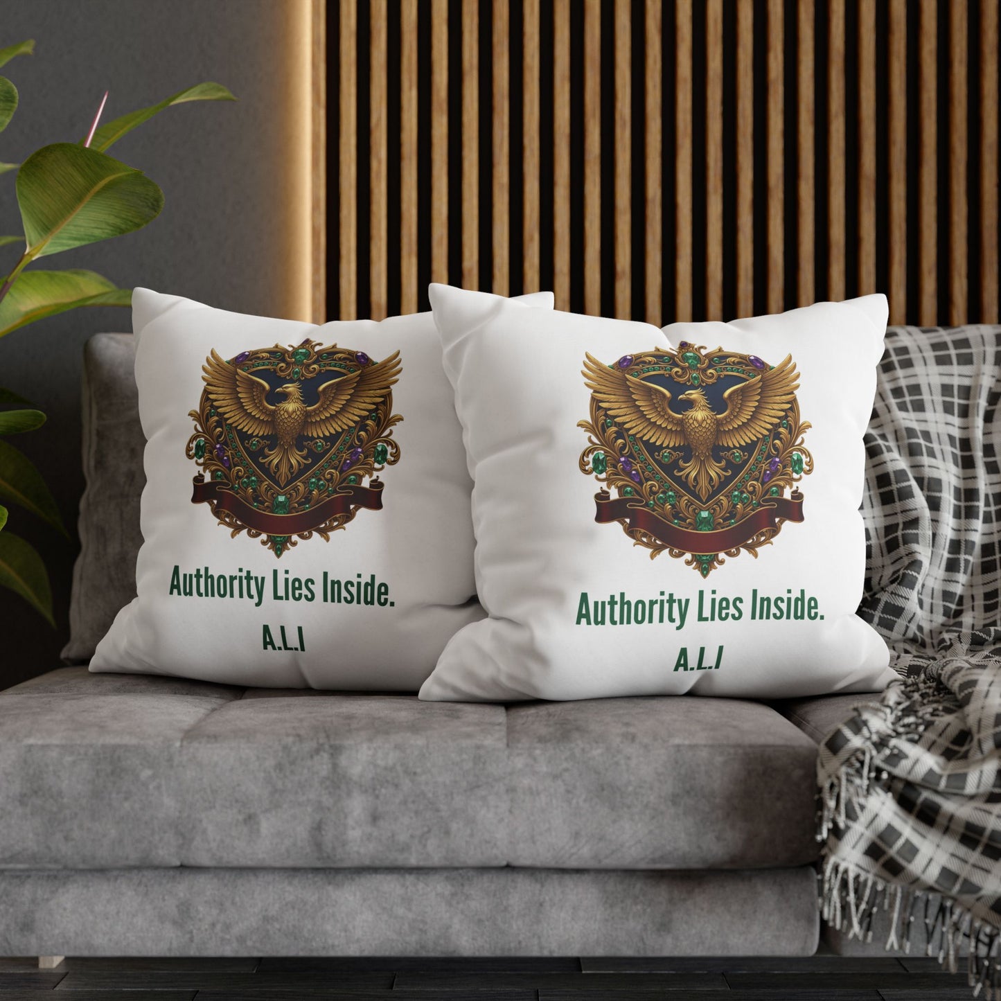 Personalized Initial Quote Eagle — Custom Sayings on Square Poly Canvas Pillowcase