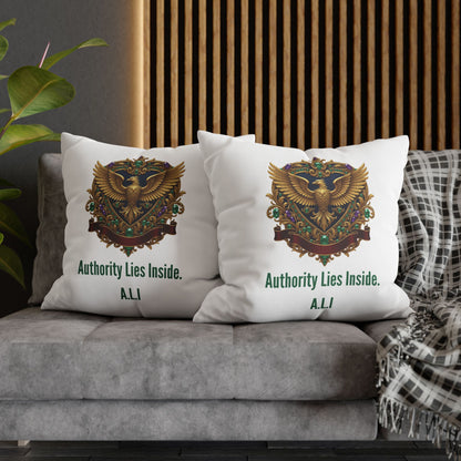 Personalized Initial Quote Eagle — Custom Sayings on Square Poly Canvas Pillowcase