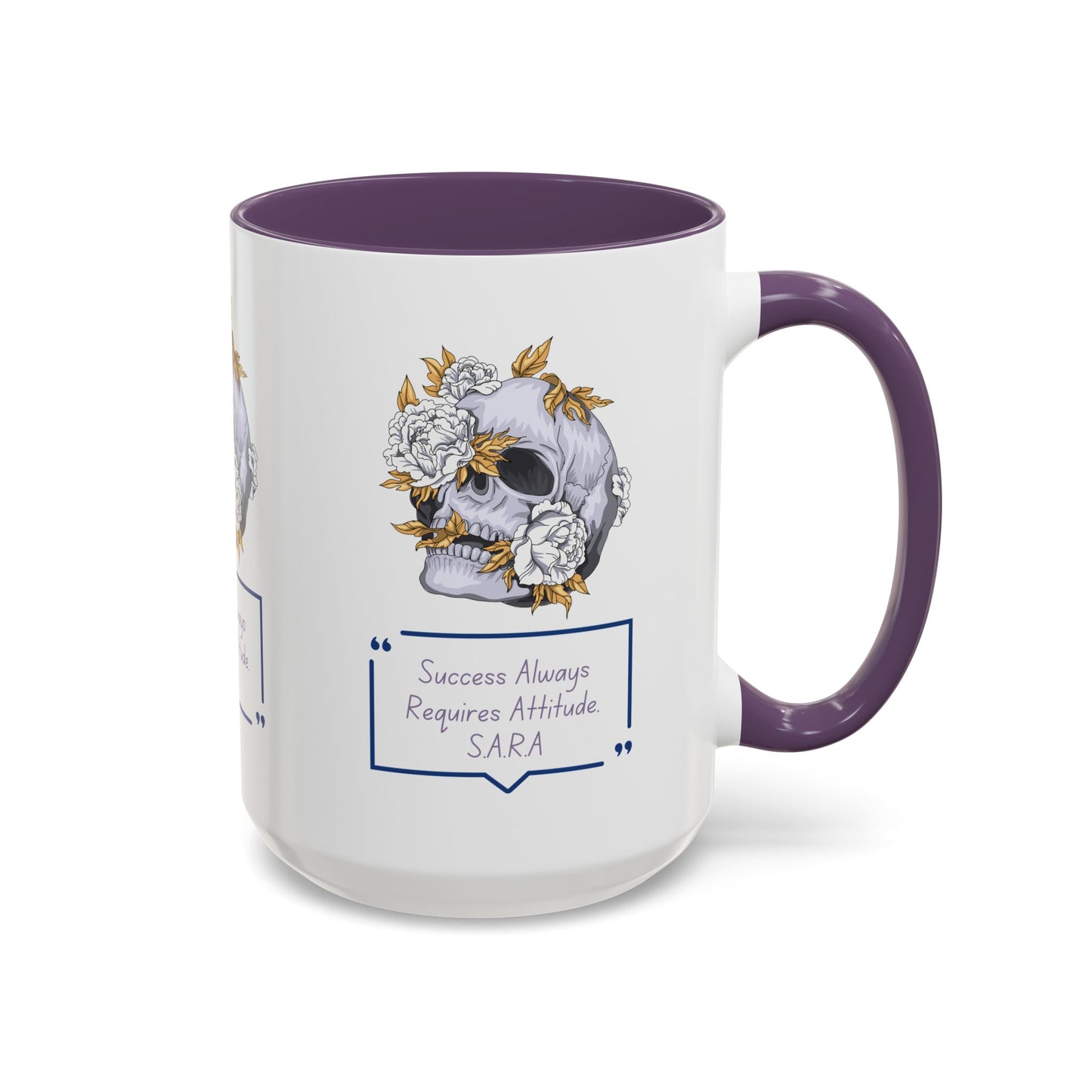 Personalized Initial Floral Skull Accent Coffee Mug