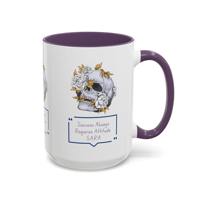 Personalized Initial Floral Skull Accent Coffee Mug