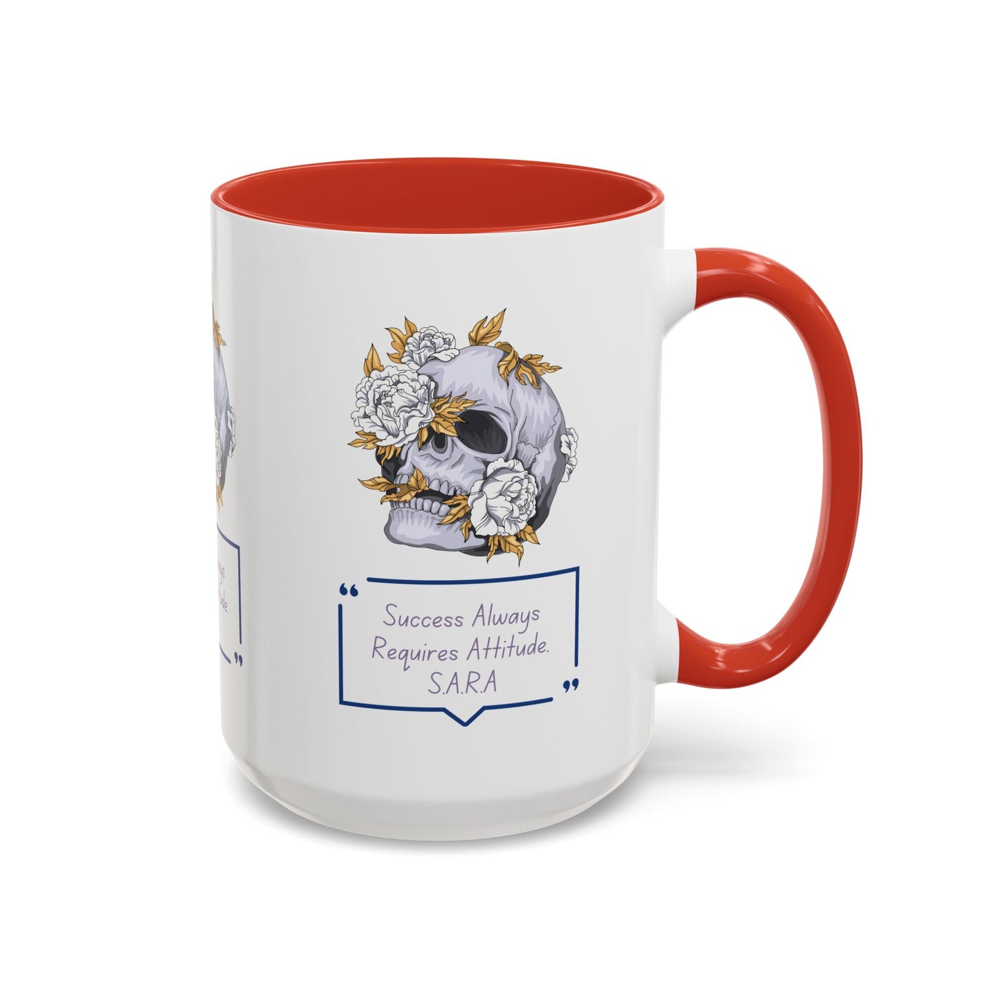 Personalized Initial Floral Skull Accent Coffee Mug