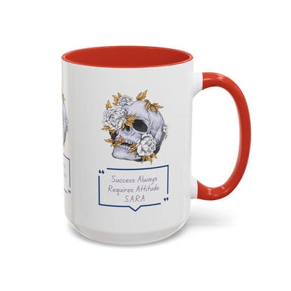 Personalized Initial Floral Skull Accent Coffee Mug