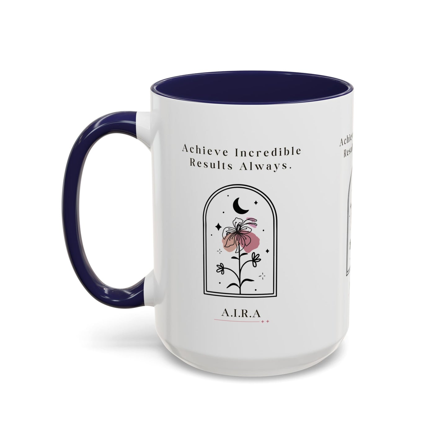 Personalized Initial Floral Moon Accent Coffee Mug