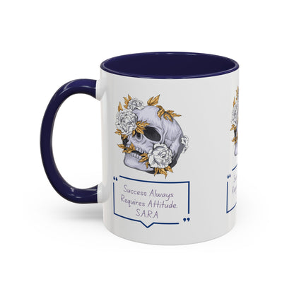 Personalized Initial Floral Skull Accent Coffee Mug