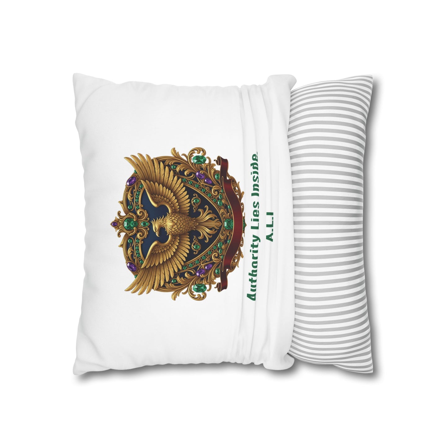 Personalized Initial Quote Eagle — Custom Sayings on Square Poly Canvas Pillowcase