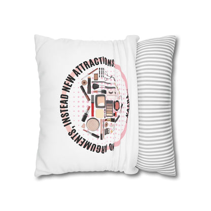 Personalized Initial Quote Cosmetic Heart — Custom Sayings on Square Poly Canvas Pillowcase