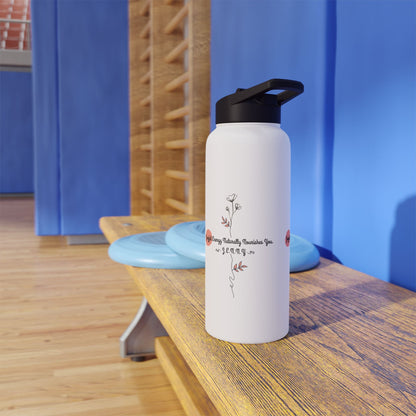 Personalized Initial Quote Floral Minimalist Stainless Steel Water Bottle