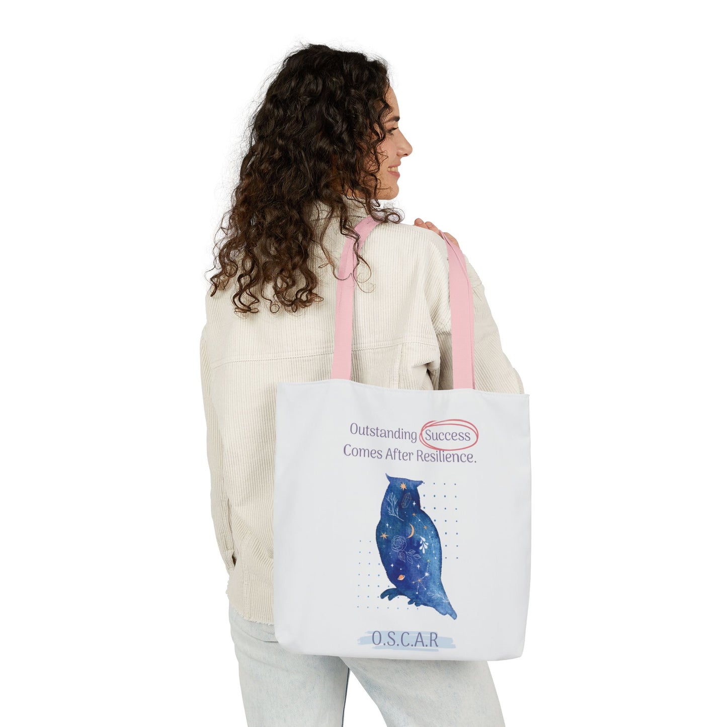 Personalized Initial Quote Owl Galaxy Canvas Tote Custom Name