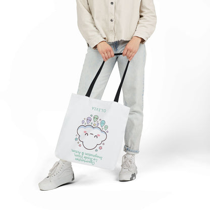 Personalized Initial Quote Cloud Dripping Canvas Tote Custom Name