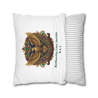 Personalized Initial Quote Eagle — Custom Sayings on Square Poly Canvas Pillowcase