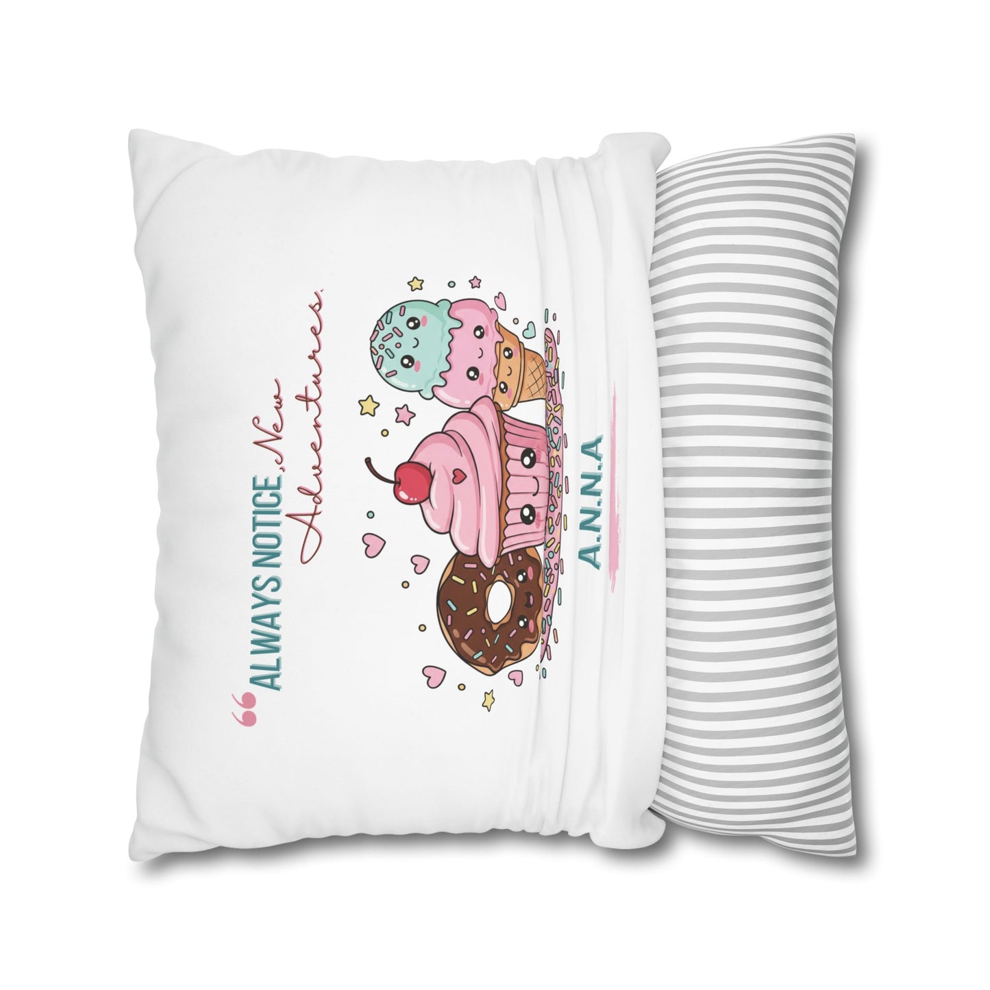 Personalized Initial Quote Sweet Treat — Custom Sayings on Square Poly Canvas Pillowcase