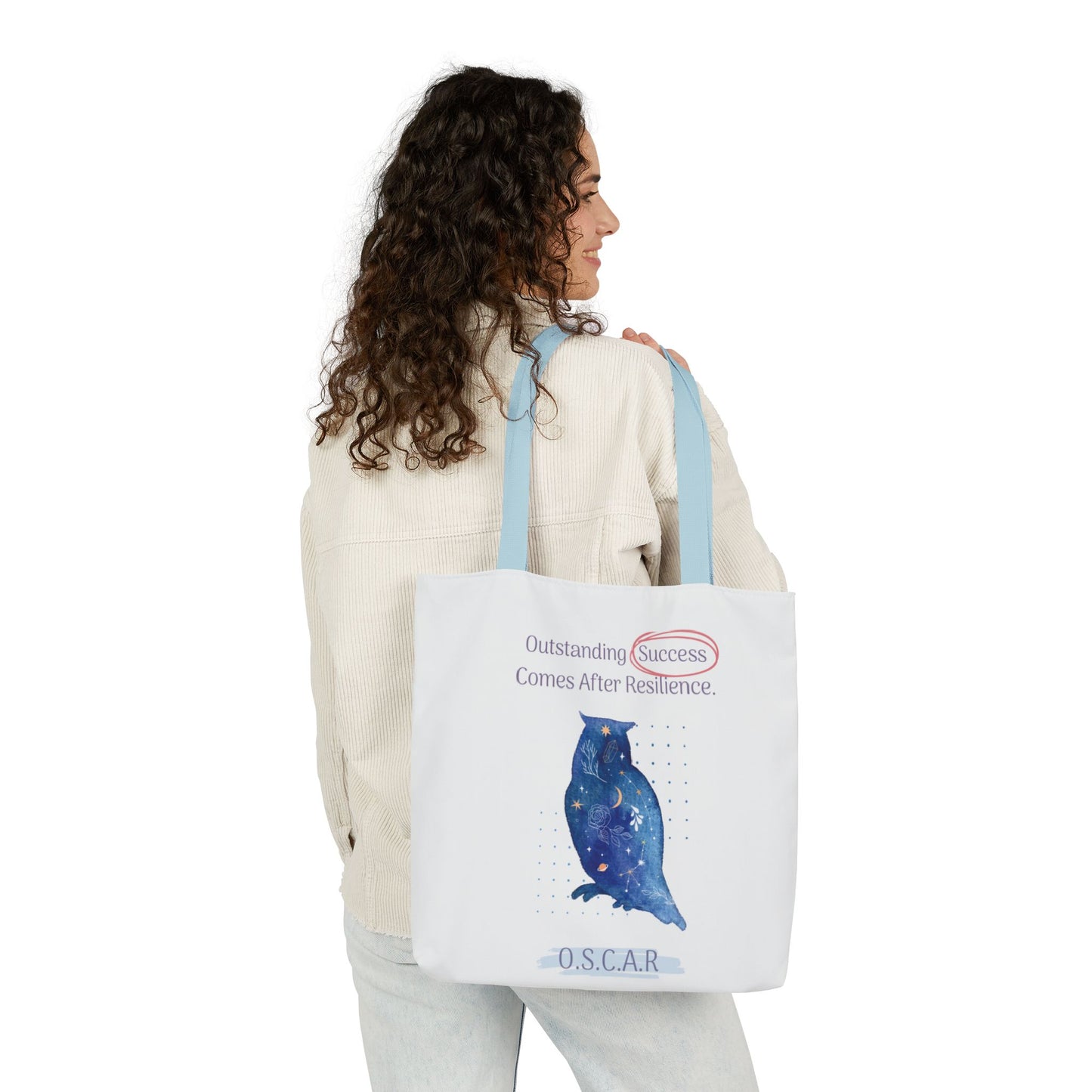 Personalized Initial Quote Owl Galaxy Canvas Tote Custom Name