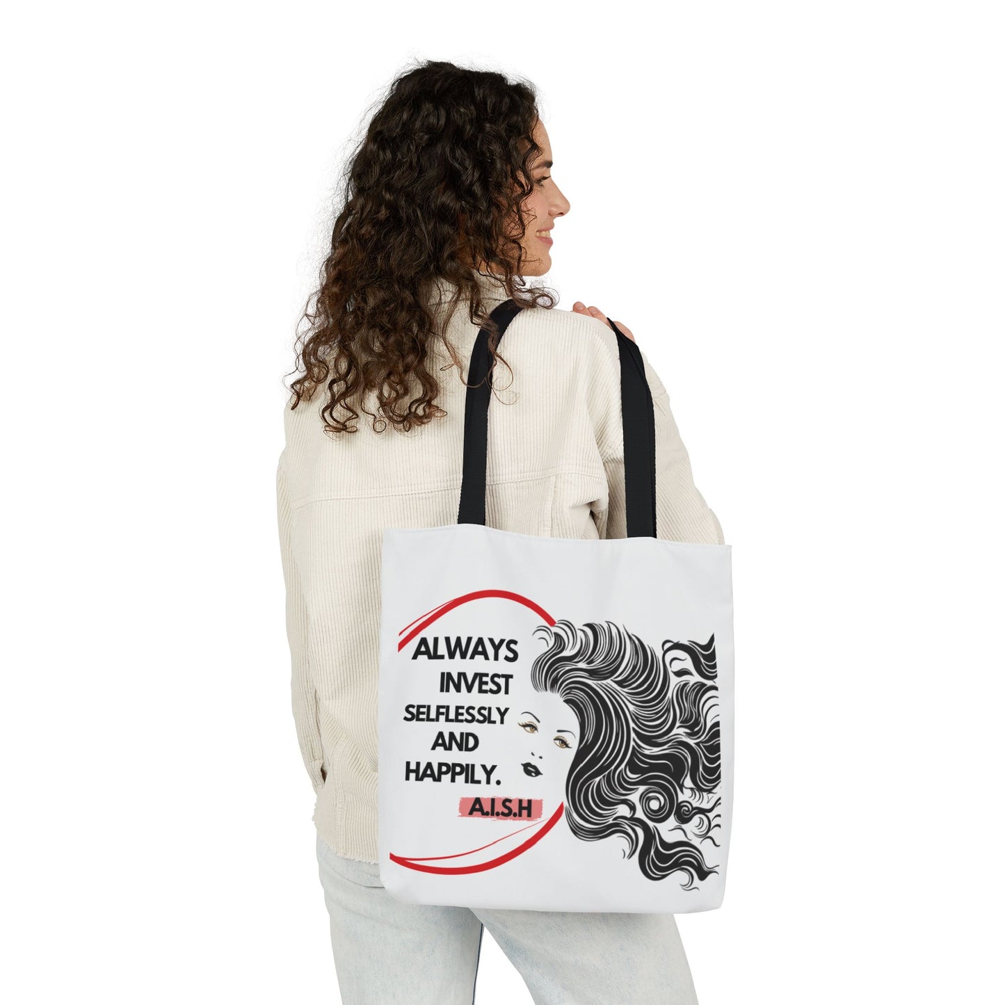 Personalized Initial Quote Inspirational Girl Canvas Tote Custom Name