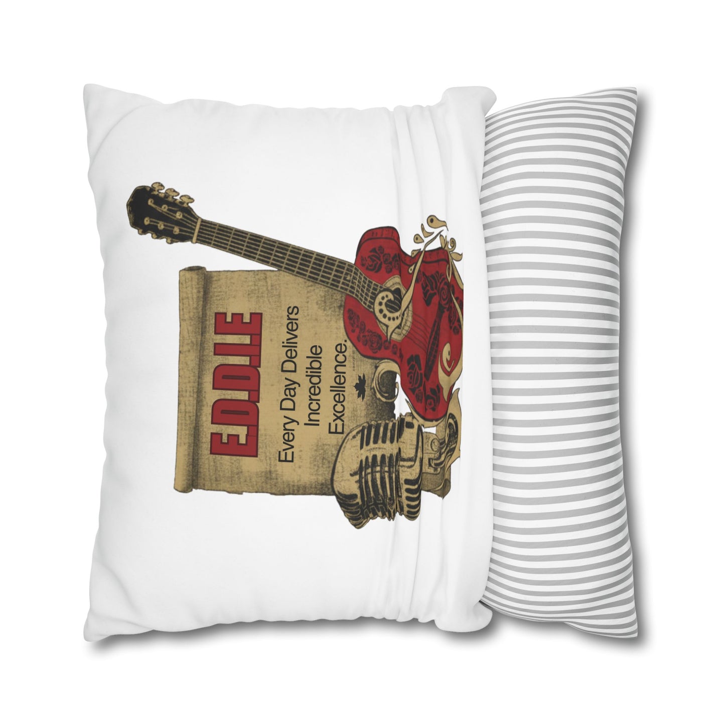 Personalized Initial Quote Guitar — Custom Sayings on Square Poly Canvas Pillowcase
